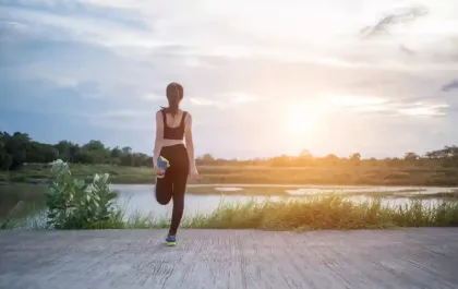 girl doing morning exercise