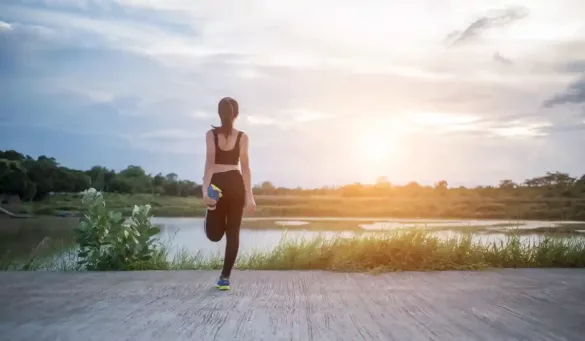 girl doing morning exercise