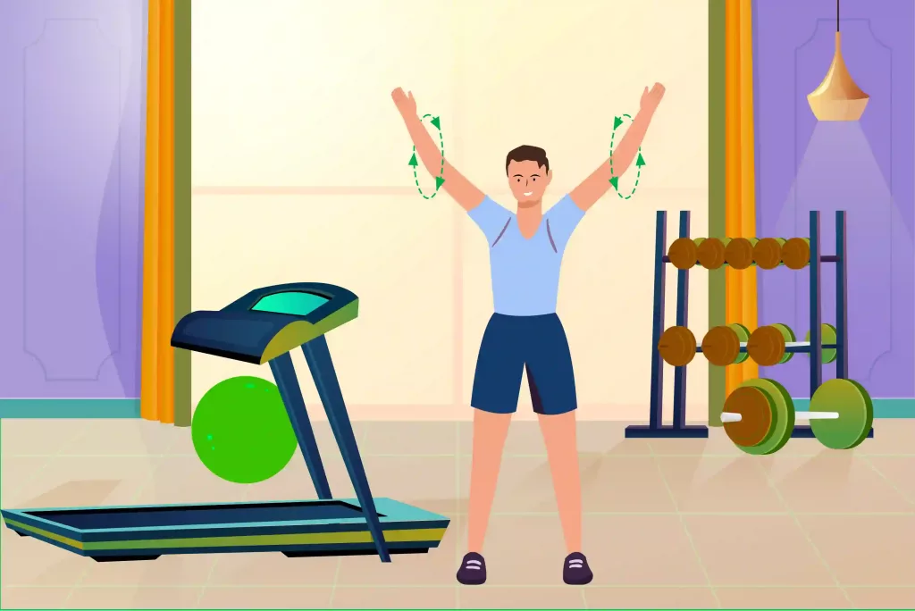 Boy vector of gym goers doing arm circles