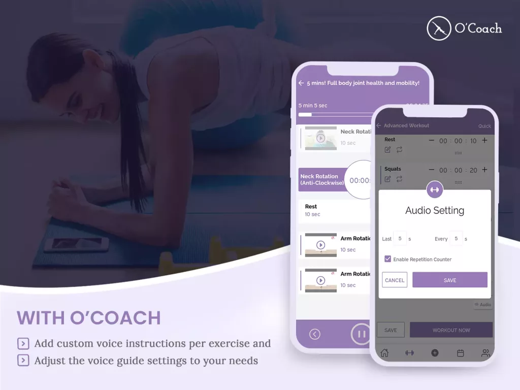 custom workout app voice guidance