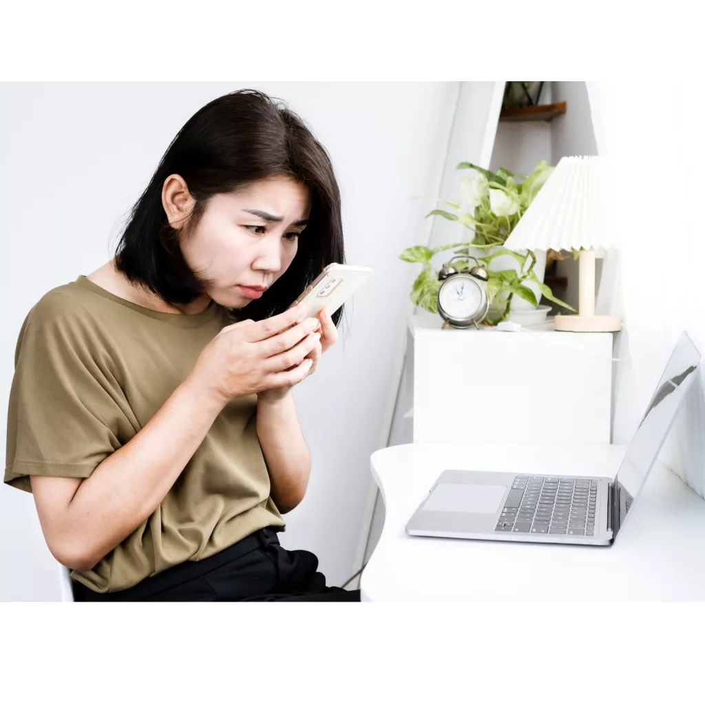 girl is watching phone in a bad posture