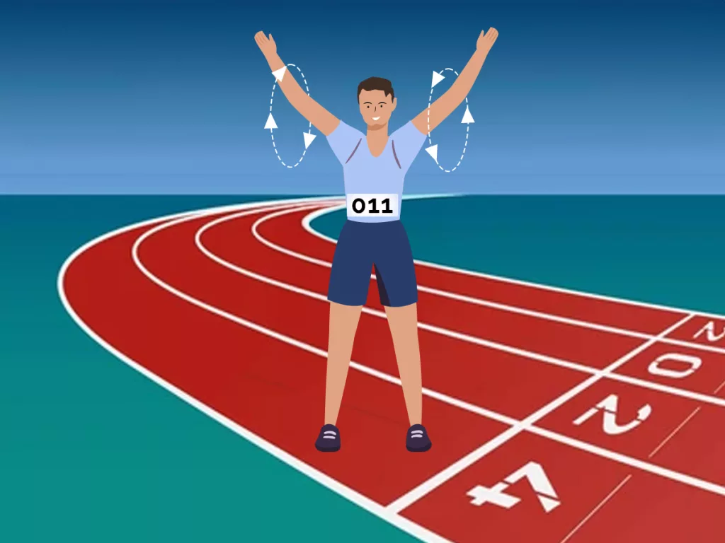 Vector of runner is doing arm circles