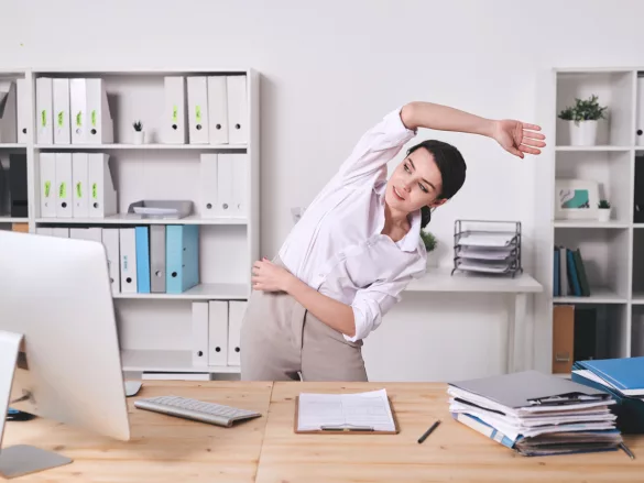 Girl is doing Office Desk workouts