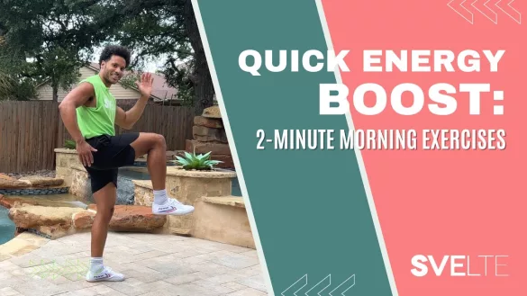 Boy is doing 2 mins energy boost workout