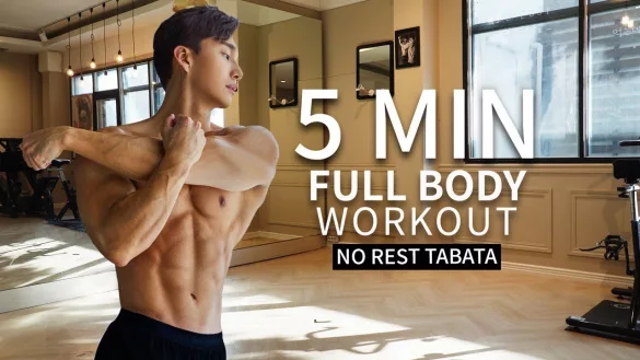 boy is doing 5 mins full body routine