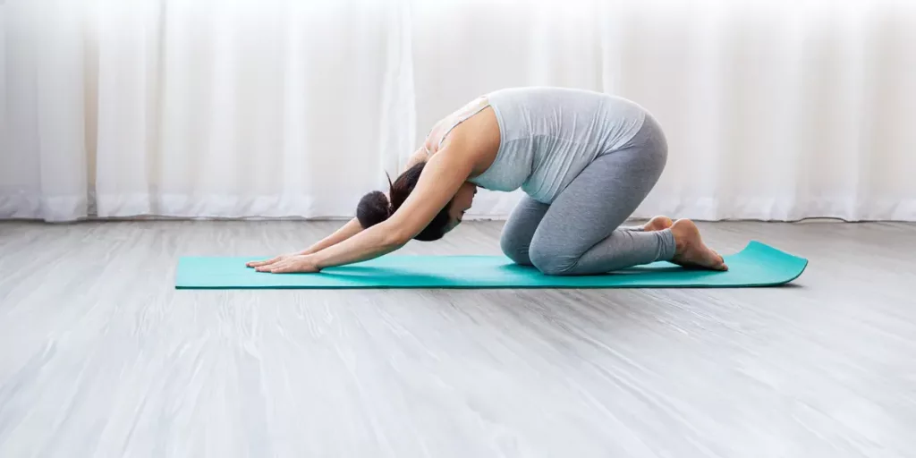 women doing Child pose during pregnancy