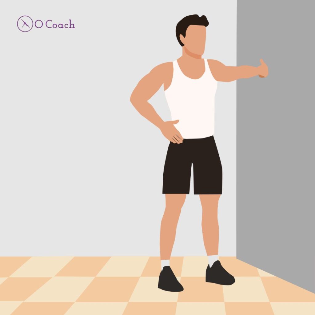 pull day cool down exercise wall bicep stretch